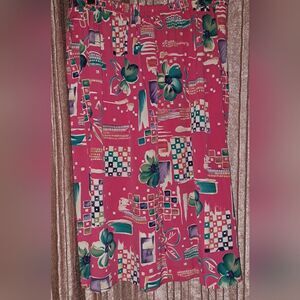 Vintage Alfred Dunner Watermelon Floral Geometric Pleated Bora Bora Skirt 18‎